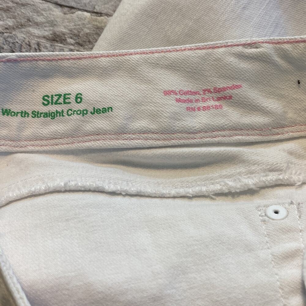 Sz 6 Lilly Pulitzer white straight crop jeans - Picture 10 of 12